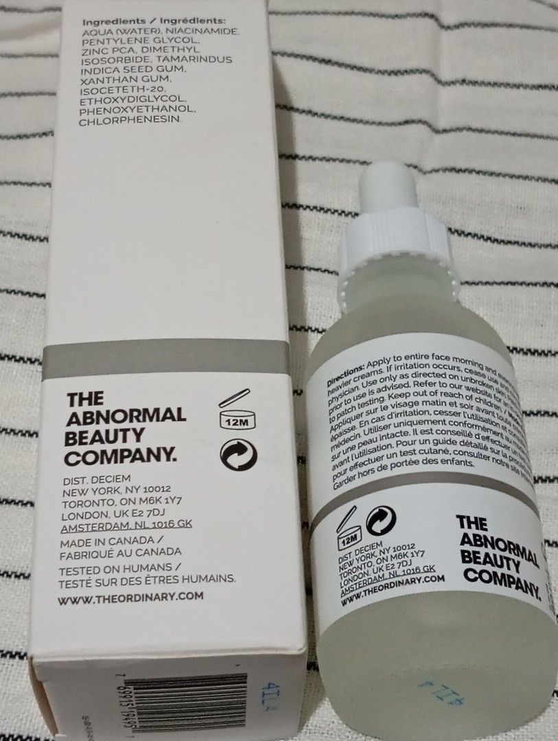 Bnew The Ordinary Niacinamide (60ml) (Category: Face Care) located in Quezon City. Submitted by hautethentic (Listing ID 1465658941, Image 3). Description: 100% Brand New and Authentic. Made in Canada.