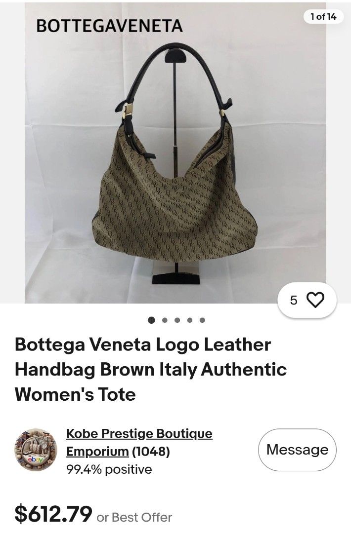 Bottega Veneta Monogram Hobo Handbag Brown (Category: Luxury Bags & Wallets) located in Baguio. Submitted by ozara.06 (Listing ID 1465699838, Image 3). Description: Bottega Veneta Vintage hobo bag Original Medium size In very good condition 4500.