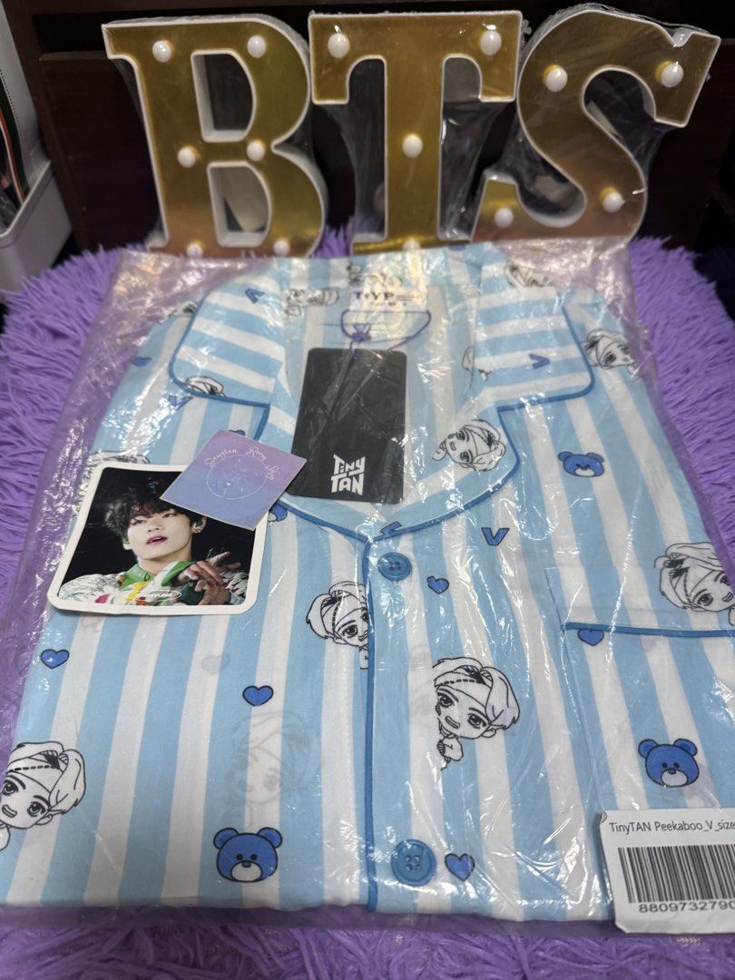 Bts tinytan V pajama (Category: K-Wave Merchandise) located in Pasig City. Submitted by queenv18 (Listing ID 1465598800, Image 1). Description: Size 1 small - medium Onhand items in PH ready to ship merch are directly shipped from korea / taiwan / japan / us 101% legit Brandnew Plus sf .