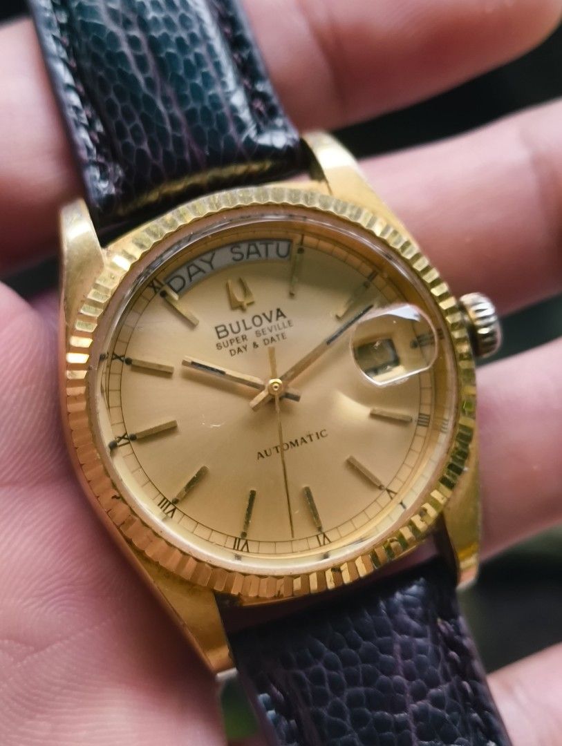 Bulova Day Date Automatic (Category: Luxury Watches) located in Las Pinas. Submitted by jmmac86574 (Listing ID 1465659457, Image 1). Description: Vintage DayDate Bulova Automatic Ostrich Leather Strap Negotiable Can Ship Narionwide.