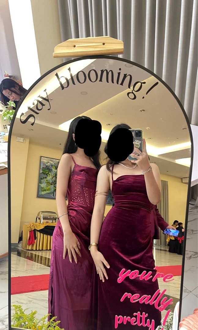 SHEIN Burgundy Evening Gown Long Dress (Category: Evening dresses & gowns) located in Manila. Submitted by fionaret (Listing ID 1464689598, Image 3). Description: XS-S.