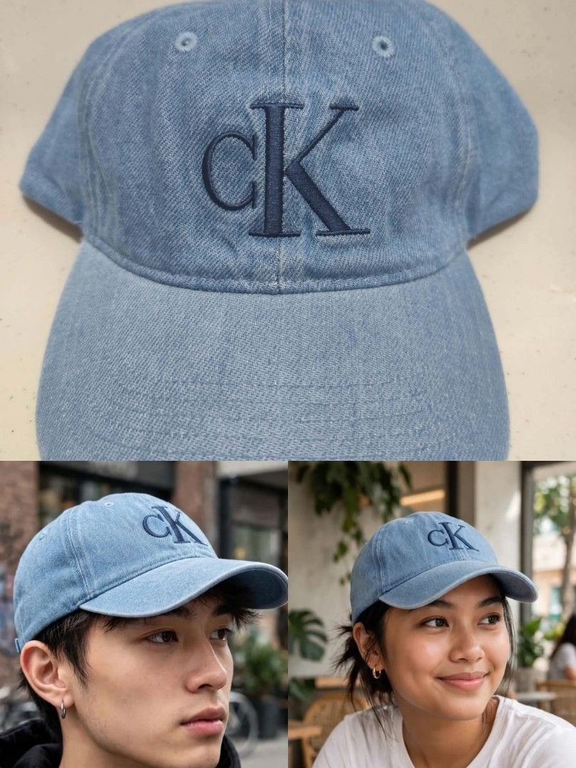 Calvin Klein Denim Baseball Cap (Category: Caps & Hats) located in Imus. Submitted by jmakati22717201 (Listing ID 1463884426, Image 3). Description: - Brand: Calvin Klein - Color: Light Blue Denim - Feature: Embroidered CK logo on front - Fit: Adjustable strap at the back - Style: Classic baseball cap - Occasion: Great for everyday wear.