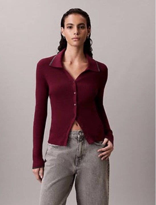 Calvin Klein Ribbed Collared Cardigan (Category: Coats, Jackets and Outerwear) located in Quezon City. Submitted by skoom (Listing ID 1465629673, Image 3). Description: Never used. Just washed. Bought in the US. Original price is around 3k. .