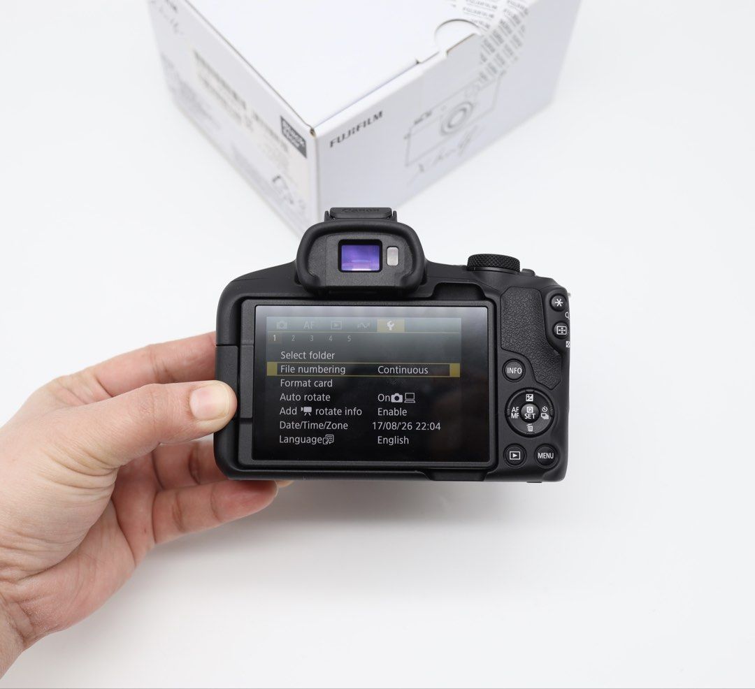 Canon R50 with 18-45 RF STM lens (Category: Video Cameras) located in Manila. Submitted by jaimeeloutan (Listing ID 1465696972, Image 3). Description: for sale! EOS R50 Mirrorless Camera 4k 30p Digic X CMOS with 18-45mm f/4.5-6.3 IS STM 36,990 💰36,990 only fix price posted already lowest price in market best seller latest camera Brand new condition No issue Shutter count 2k slightly used - The Canon R50 Mirrorless flipscreen, DIGIC X Image Proce