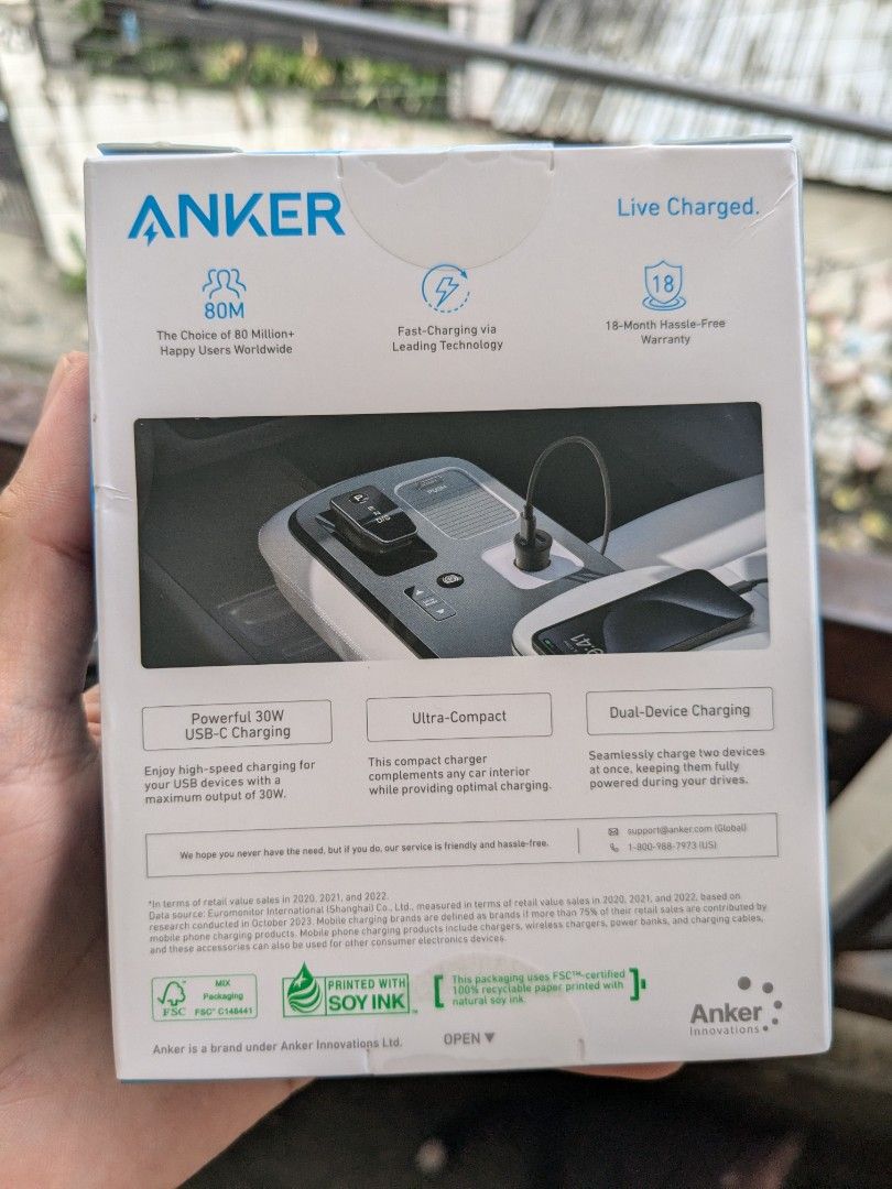 Car Adapter Charger USB C TYPE C 30W ANKER (Category: Chargers) located in Quezon City. Submitted by joewack (Listing ID 1465663353, Image 2). Description: Car Adapter Charger USB C TYPE C 30W ANKER original brand new sealed loc Quezon City shipping Lalamove Grab LBC cod/gcash/maya.