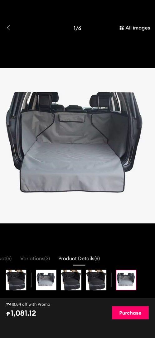 Cargo Liner Pet Car Cover Waterproof Trunk Mat (Category: Upholstery, Seatcovers and Other Interior Parts and Accessories) located in Manila. Submitted by alecrein (Listing ID 1465624929, Image 1). Description: - Waterproof material protects car trunk from spills, mud, and pet accidents - Non-slip backing keeps the liner securely in place while driving - Full coverage design protects the floor and sides of your vehicle - Ideal for dogs, cats, and