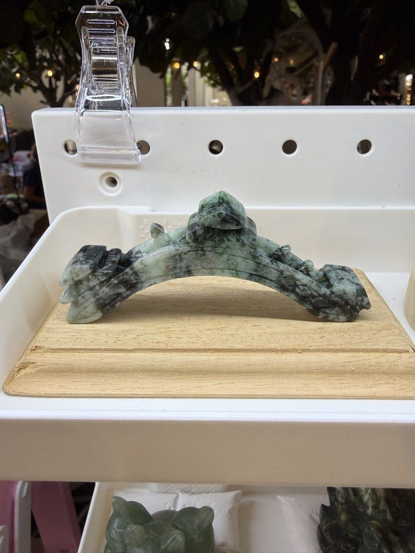 Certified Burma Jade Bridge Landscape Carving (Category: Jewelry) located in Taguig. Submitted by v.stash (Listing ID 1465691011, Image 2). Description: 🪷 Certified Jadeite Landscape Bridge Carving A beautiful 52.71g jadeite (翡翠) bridge carving, showcasing the natural depth, translucent green tones, and intricate patterns of jadeite. The bridge symbolizes connection, transition, and the journey forward—representing the passage from one chapter o