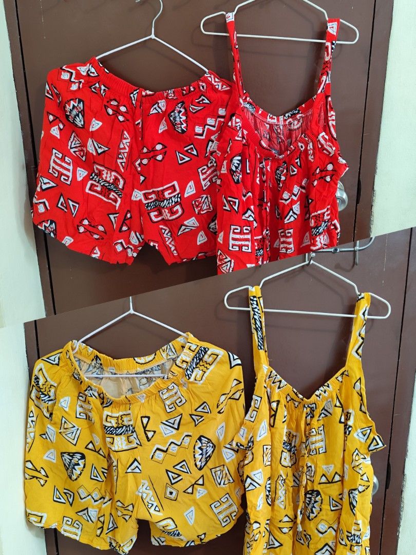 Challis Coordinates Set (Sleeveless Top & Shorts Terno) (Category: Sets or Coordinates) located in Baao. Submitted by elis.closet (Listing ID 1465579429, Image 1). Description: Challis Coordinates Set (Sleeveless Top & Shorts Terno) Cotton Challis (Sobrang presko, malambot, and comfortable isuot! Perfect for daily stay-at-home, pambahay, or casual errands) Free size, fits small to large frame PHP 100 each or take all for PHP 160.