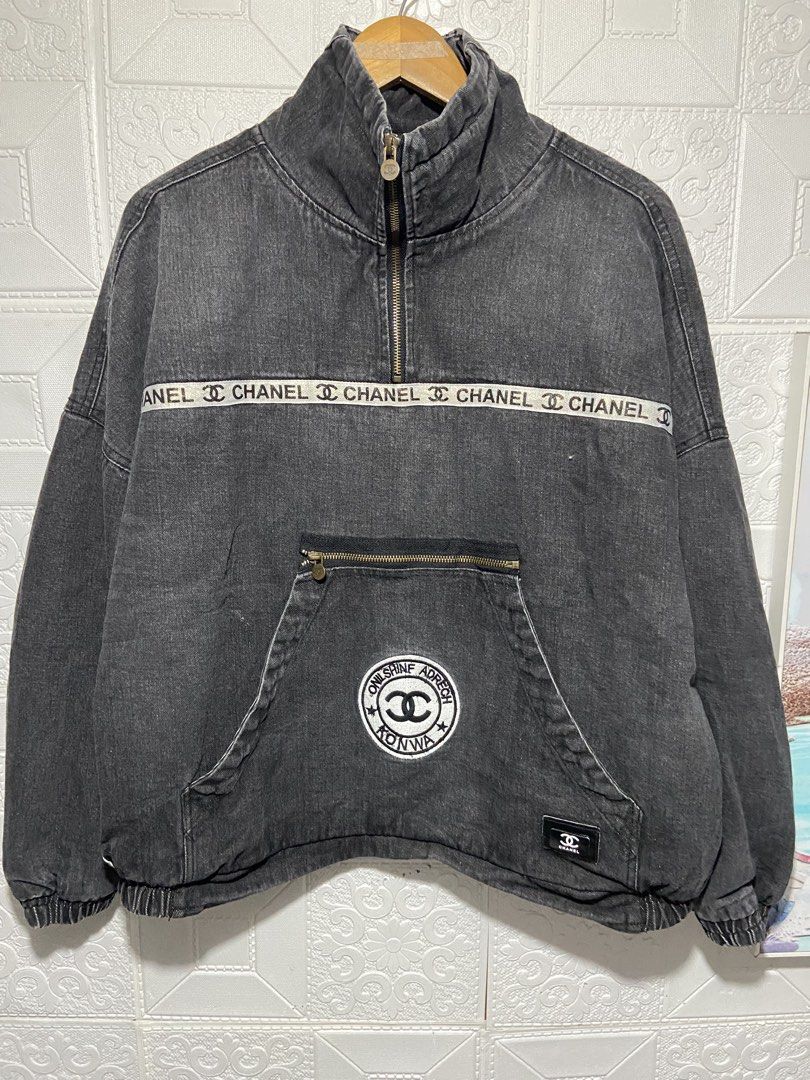 chanel quarter zip acid washed (Category: Hoodies) located in Baguio. Submitted by stickygarments (Listing ID 1465653144, Image 1). Description: chanel acid washed quarter zip condition:verygood large dimes26x27 .