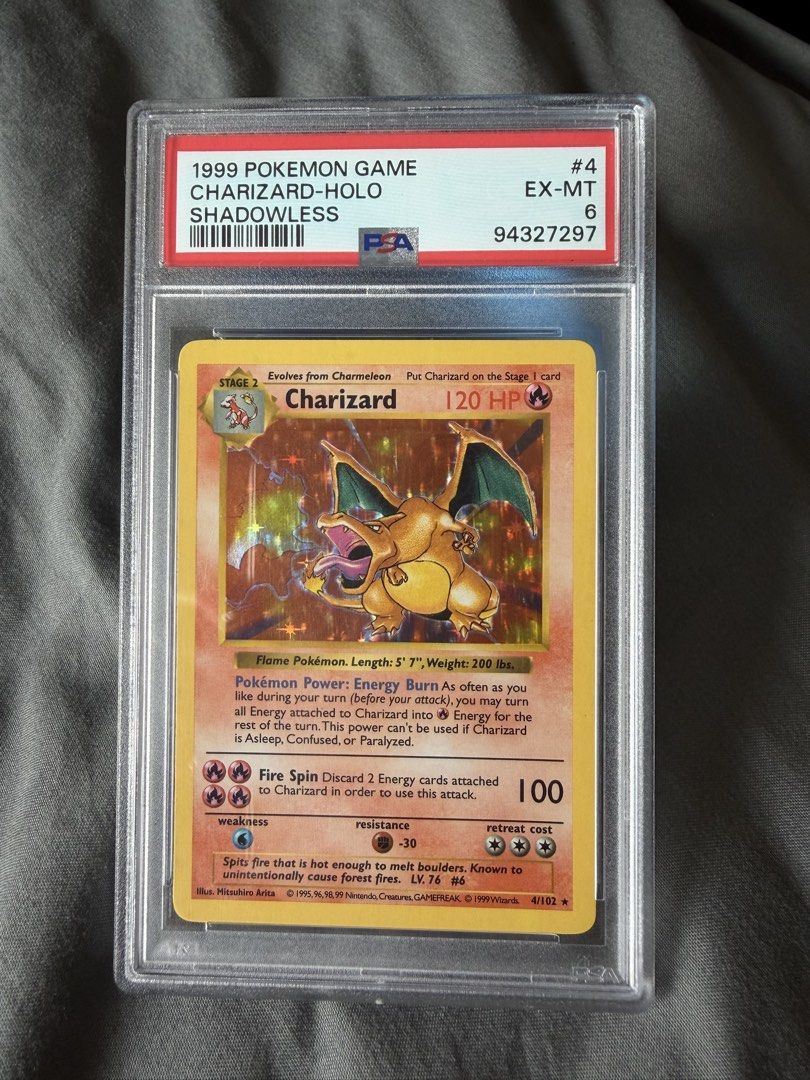 Charizard #4 shadowless (Category: Graded Cards) located in Singapore. Submitted by soulcloud (Listing ID 1465625772, Image 1). Description: Pokemon Charizard Holo #4 base set shadowless PSA 6 .