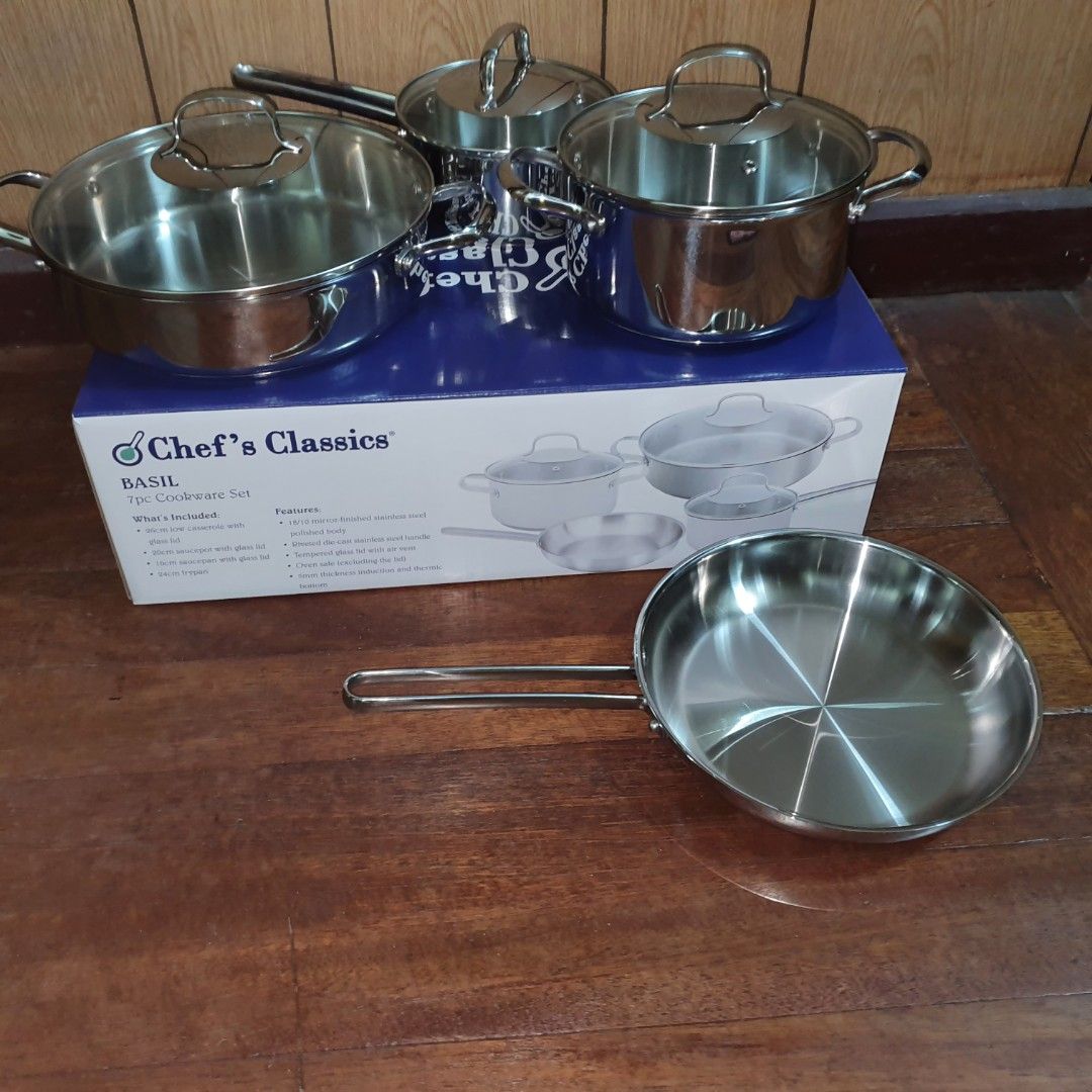 Chef's classics 7 pcs basil stainless cookware set (Category: Craft Supplies & Tools) located in Pasig City. Submitted by fasttech01 (Listing ID 1465580886, Image 2). Description: .