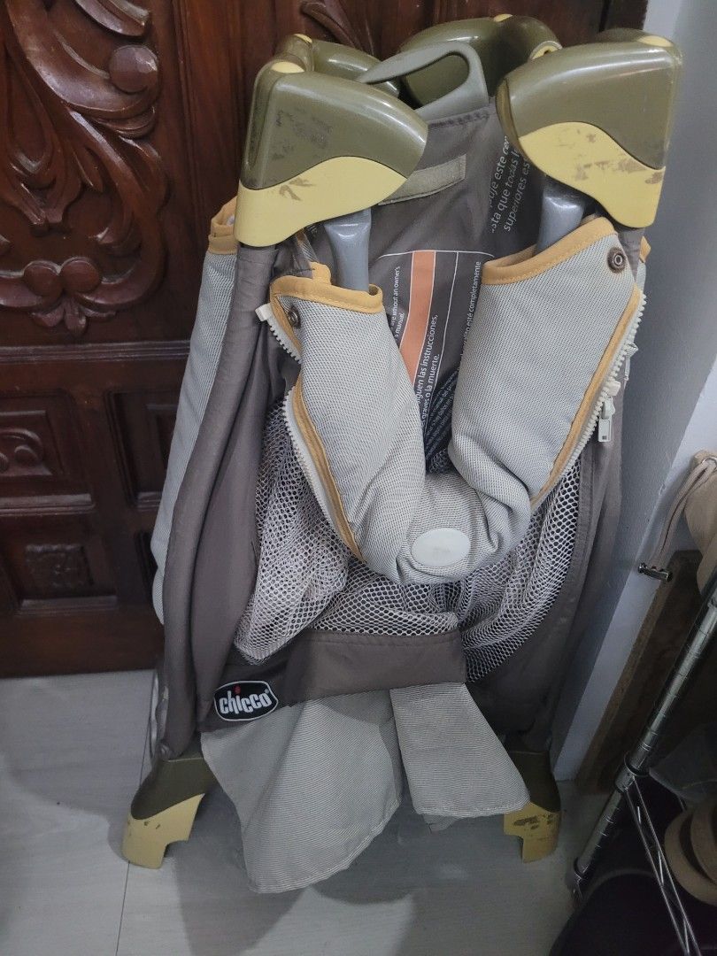 Chicco Portable Baby Playard Cot (Category: Cots & Cribs) located in Antipolo. Submitted by dlolin (Listing ID 1465741926, Image 1). Description: Decluttering. No more pad but we have provided wood and Uratex mattress - Brand: Chicco - Color: Brown, white, and yellow accents - Breathable mesh sides for safety and airflow - Includes a comfortable quilted white mattress pad - Sturdy and durable frame construction - Easy setup and breakdown mechanis