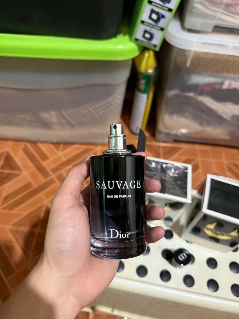 Christian Dior Sauvage Eau de Parfum 100ml (Category: Fragrance & Deodorants) located in Balanga. Submitted by bravestar_ec33b6 (Listing ID 1465609036, Image 2). Description: Dior Sauvage (EDP) - 100ml - only few sprays missing (around 95% juice level left) - with orig box - 100% authentic, you can legit check sa fraghead groups Rfs: - hindi masyado nagagamit kaya benta nalang.