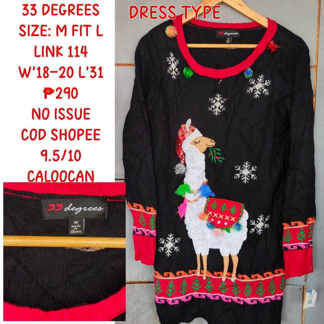 Christmas Sweater (Category: Coats, Jackets and Outerwear) located in Manila. Submitted by ukayukayma98752 (Listing ID 1465745217, Image 2). Description: mini dress sya sa mga 5flat streachable din available sa orange app .payment first kami pag lala.move.