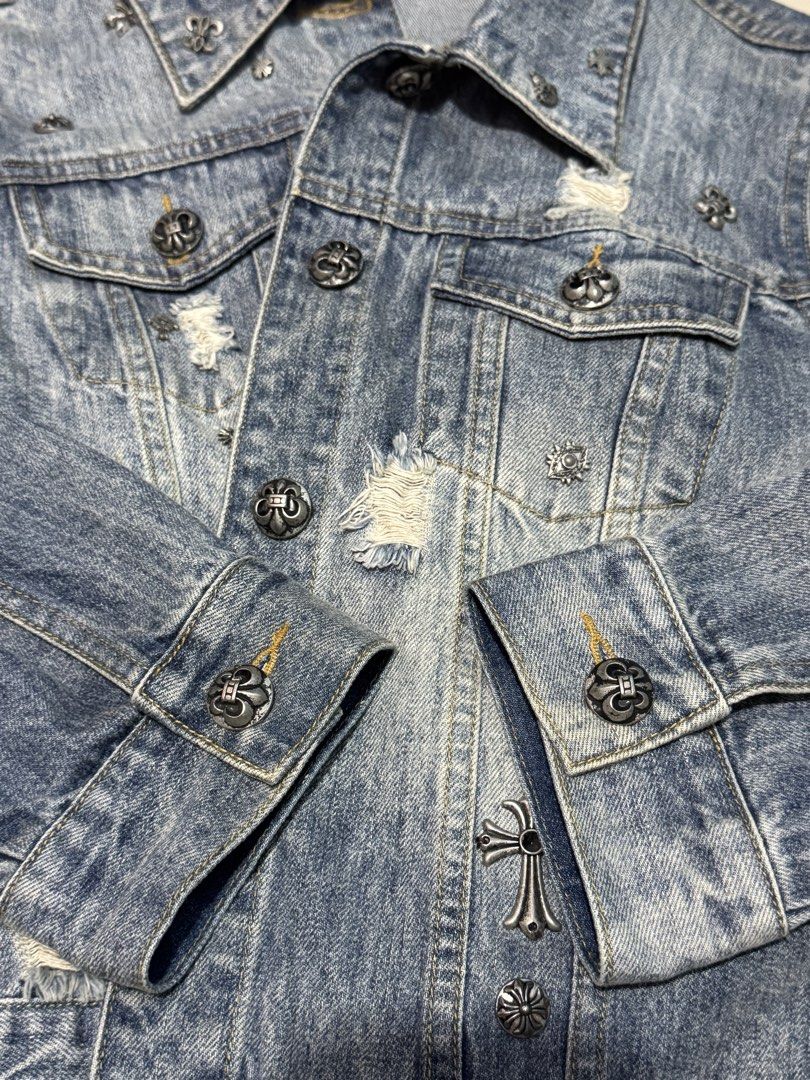 Chrome Hearts Denim Jacket (Category: Coats, Jackets and Outerwear) located in Roxas City. Submitted by yanskiezco (Listing ID 1465717710, Image 3). Description: Chrome hearts denim jacket L in size for womens can fit s men negotiable!!.