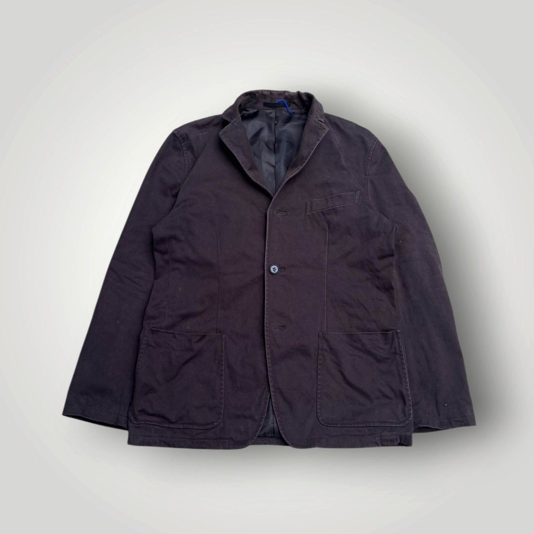 COMME CA ISM japan coat (Category: Activewear) located in Zamboanga. Submitted by sixthread (Listing ID 1465719153, Image 1). Description: This appears to be a tailored blazer or jacket from the Japanese fashion brand COMME CA ISM by Five Foxes Co. black brown color featuring an interior lining tag in a size M. Measurements: Lenght: 29 cm Width: 22 cm.