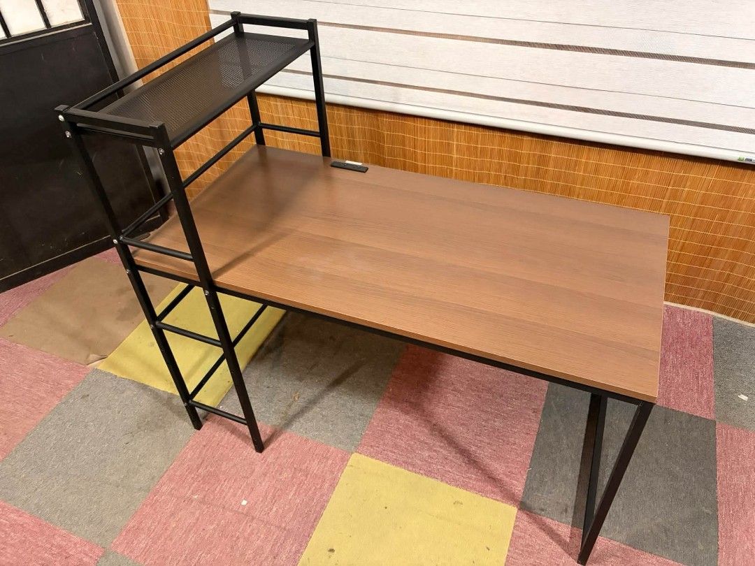 Computer Table (Category: Tables & Sets) located in Meycauayan. Submitted by marygracecasimiro (Listing ID 1465621088, Image 2). Description: Computer / Office / Study Desk with Shelf SOLID WOOD & METAL FRAME!!! HEAVY-DUTY!!! MODERN DESIGN!!! *SEE VIDEO COMMENT ✅Price : 4,500 ✅ In VERY good condition 🩷.