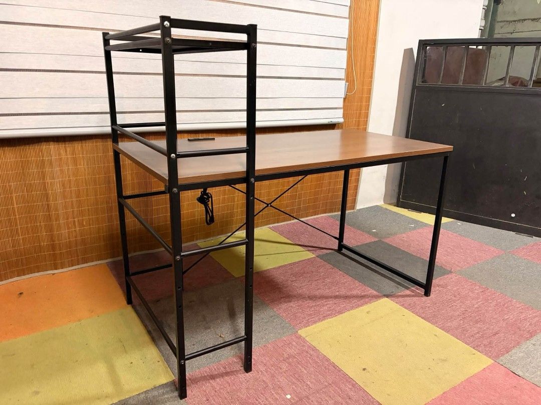 Computer Table (Category: Tables & Sets) located in Meycauayan. Submitted by marygracecasimiro (Listing ID 1465621088, Image 3). Description: Computer / Office / Study Desk with Shelf SOLID WOOD & METAL FRAME!!! HEAVY-DUTY!!! MODERN DESIGN!!! *SEE VIDEO COMMENT ✅Price : 4,500 ✅ In VERY good condition 🩷.