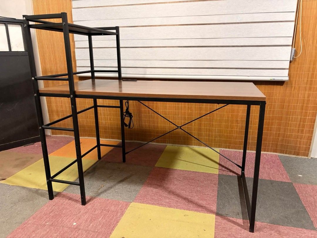 Computer Table (Category: Tables & Sets) located in Meycauayan. Submitted by marygracecasimiro (Listing ID 1465621088, Image 1). Description: Computer / Office / Study Desk with Shelf SOLID WOOD & METAL FRAME!!! HEAVY-DUTY!!! MODERN DESIGN!!! *SEE VIDEO COMMENT ✅Price : 4,500 ✅ In VERY good condition 🩷.