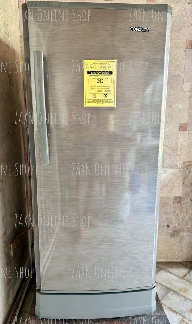 Condura CSD210SA-G2 Single Door Refrigerator (Category: Refrigerators and Freezers) located in Santa Cruz. Submitted by za2011za (Listing ID 1465581697, Image 1). Description: - Brand/Model: Condura CSD210SA-G2 - Type: Single door refrigerator - Finish: Stainless steel with grey handle and base - Capacity: 173 liters total storage volume - Power: 230V, 60Hz (Energy efficient factor: 245) - Condition: Clean, energy guide sticker still attached - P