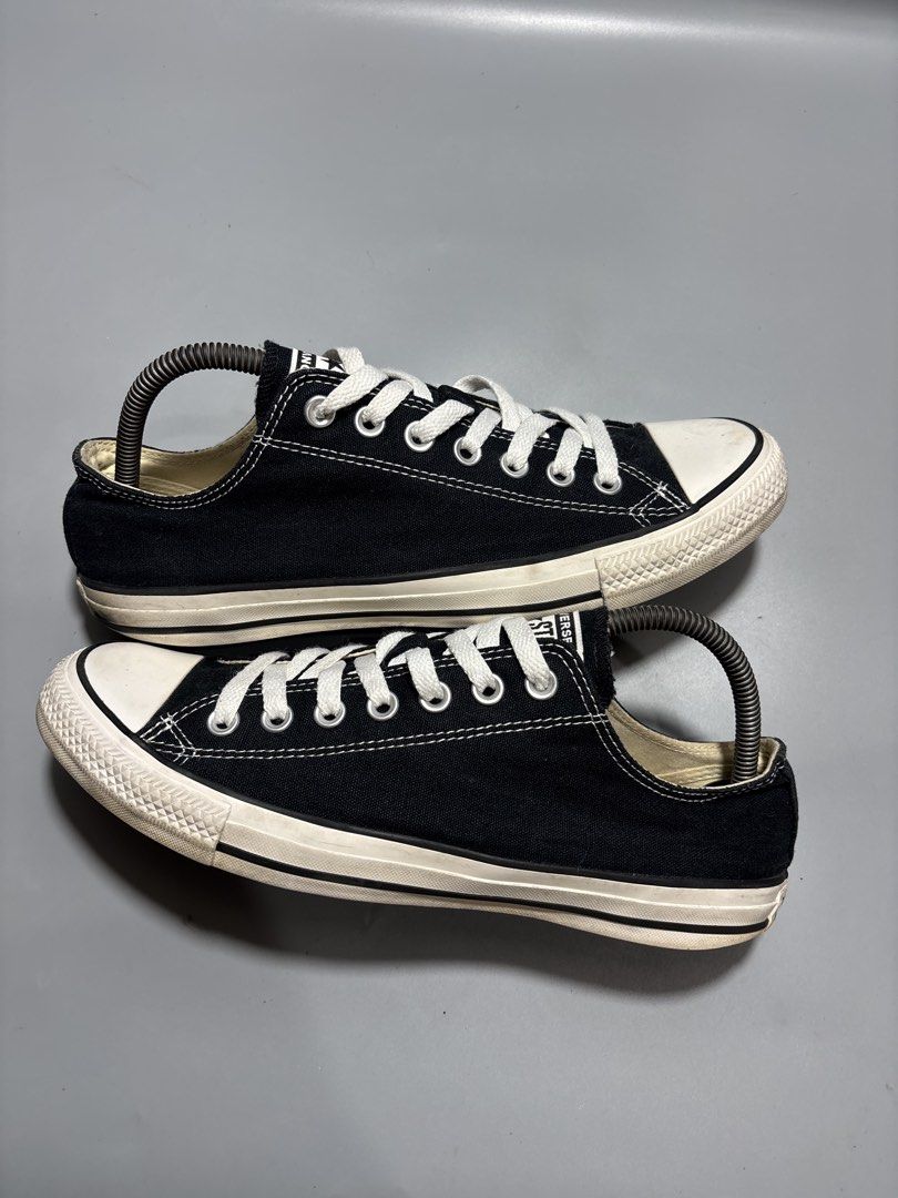 Converse Chuck Taylor All Star Black Low Top (Category: Sneakers) located in Butuan. Submitted by shoeetasho (Listing ID 1465757353, Image 3). Description: - Item: Classic Black Low Top Converse Sneakers - Size: US Men's 8.5 / US Women's 10.5 / UK 8.5 / EUR 42 (27cm) - Condition: Clean canvas upper with minimal wear on the soles - Color: Black with white rubber sole and laces - Style: Timeless, casual, and easy to pair with any outfit.