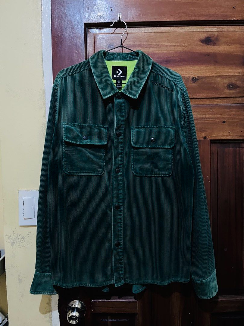 Converse Corduroy (Category: Coats, Jackets and Outerwear) located in Tuguegarao City. Submitted by rodel_llanetaa (Listing ID 1465751539, Image 1). Description: Excellent conditon Size M on tag Width 23 Length 27 Color rate 9.5 Flaws tanggal paint sa botones pero excellent padin! 750+Shippingfee!.
