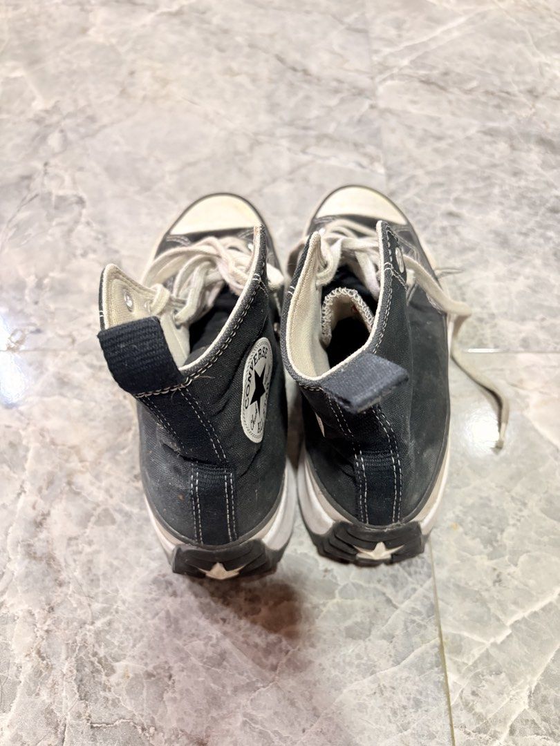 Converse Run Star Hike High Top Black (Category: Sneakers) located in Manila. Submitted by sophiaalex70506 (Listing ID 1465590195, Image 3). Description: Converse Chuck Taylor Hike - well used - issue small hole (need glue) - Size 8 women |6.5 men - lalamove or delivery with fee cainta.