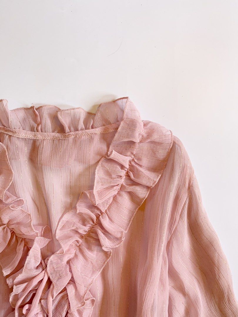 Coquette Pink Layered Ruffle Long Sleeve Top (Category: Others Tops) located in Lianga. Submitted by preyala (Listing ID 1465667268, Image 2). Description: Coquette Pink Layered Ruffle Long Sleeve Top Size: S-m Bust: 30-35 Length: 25.8 Mine 350 Grab 380 Grabbing ends at 10:00 PM (today).
