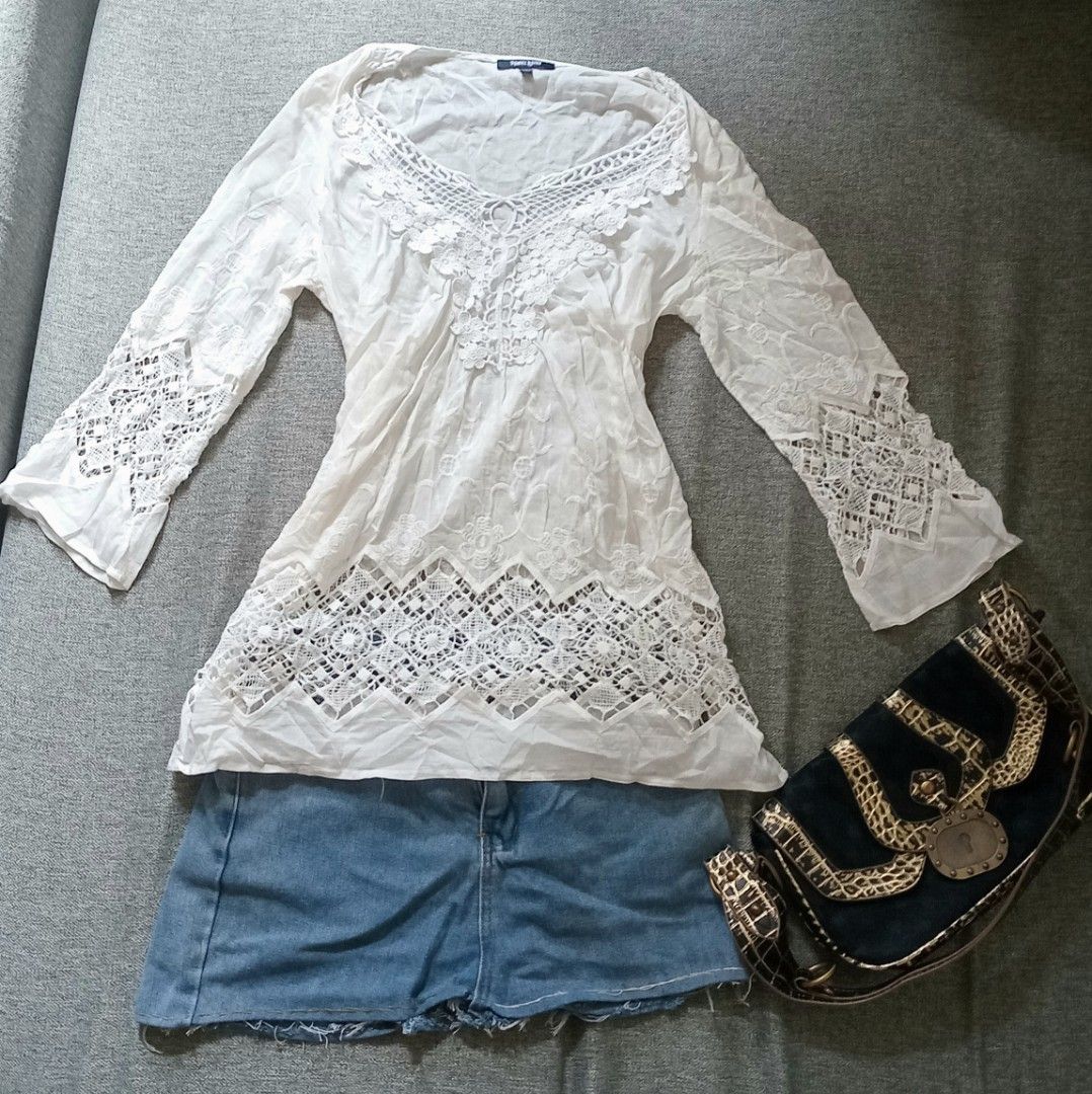 cream white daniel rainn translucent top (Category: Longsleeves) located in Muntinlupa City. Submitted by casclosets (Listing ID 1465669788, Image 1). Description: cream white daniel rainn translucent top flaws: none *washed and ironed before shipping :)).