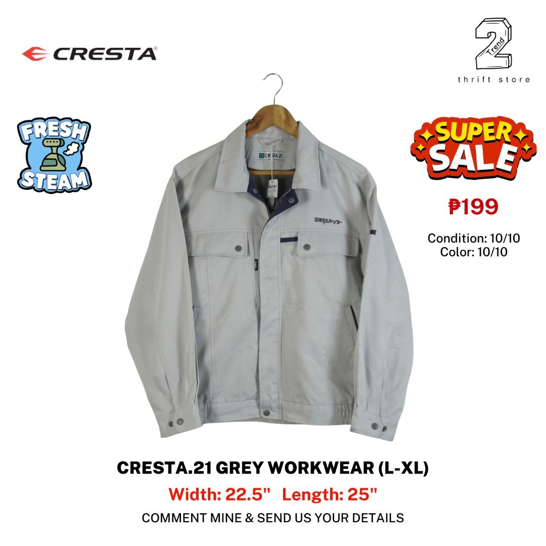 Cresta 21 Grey Workwear Jacket Medium Weight (L-XL) (Category: Coats, Jackets and Outerwear) located in Marikina City. Submitted by 2trend_thrift (Listing ID 1465754219, Image 1). Description: .