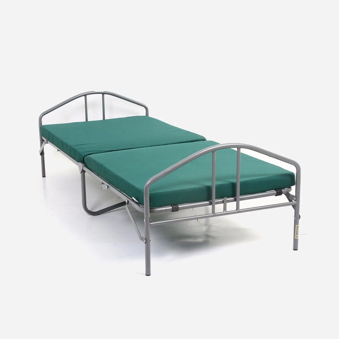 Crown Folding Bed Metal Frame (Category: Bedding & Towels) located in Tanza. Submitted by morbita (Listing ID 1465592536, Image 3). Description: Crown Folding Bed Metal Frame by SM Home - easy to fold with locking system for storage - metal frame only - 182cmx76cmx33cm - 13kg - no functional issues just a bit old - 3rd photo is what it looks like unfolded - price still negotiable 🧧: BPI, GCash, Maya, and Landbank 🚘 : J&T, Flash Express, LBC, an