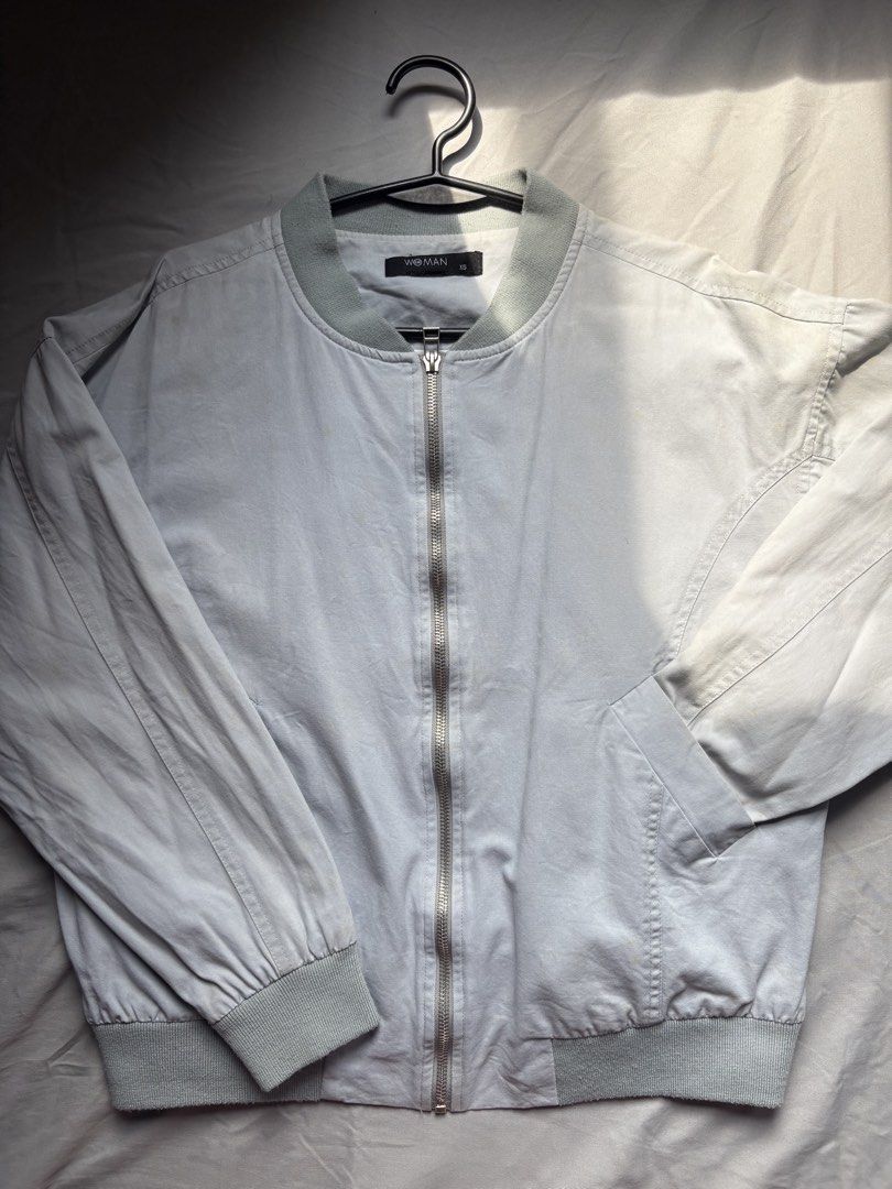 Denim-like bomber Jacket (Category: Coats, Jackets and Outerwear) located in Binan City. Submitted by moonlight.26 (Listing ID 1465636130, Image 1). Description: - denim - like fabric - fits S-M - rfs: decluttering .