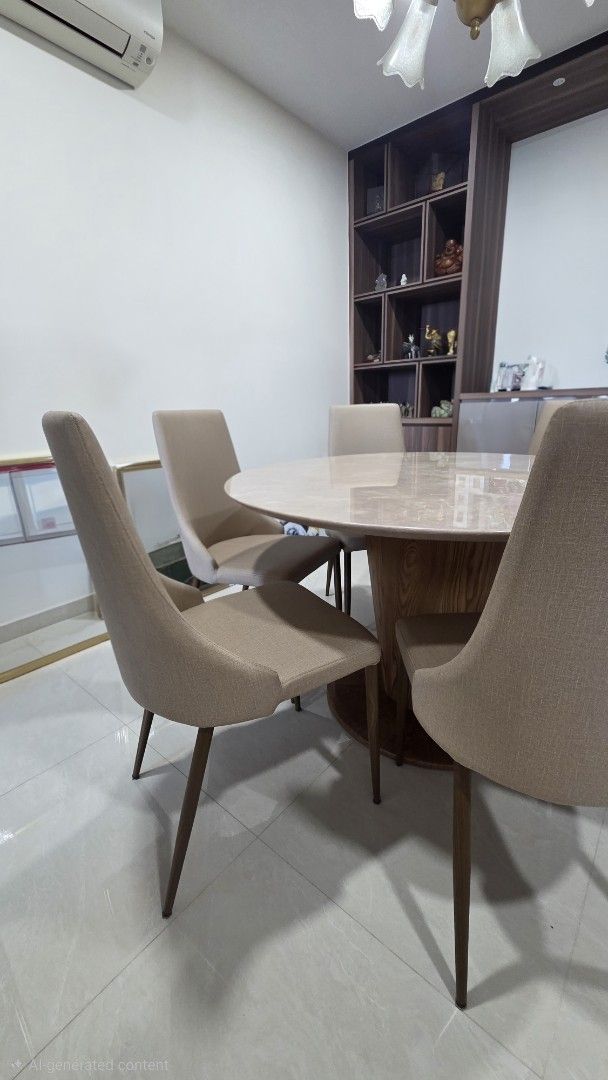 Dining Table (Category: Tables & Sets) located in Singapore. Submitted by ordinaryways (Listing ID 1465682467, Image 2). Description: $800 Slightly nego Diameter 122cm. Family's dining table that is only used a few times a year. Selling as parents are moving. Some scratches on tabletop. Highly recommend viewing before purchasing. Location: Jurong East (near IMM).