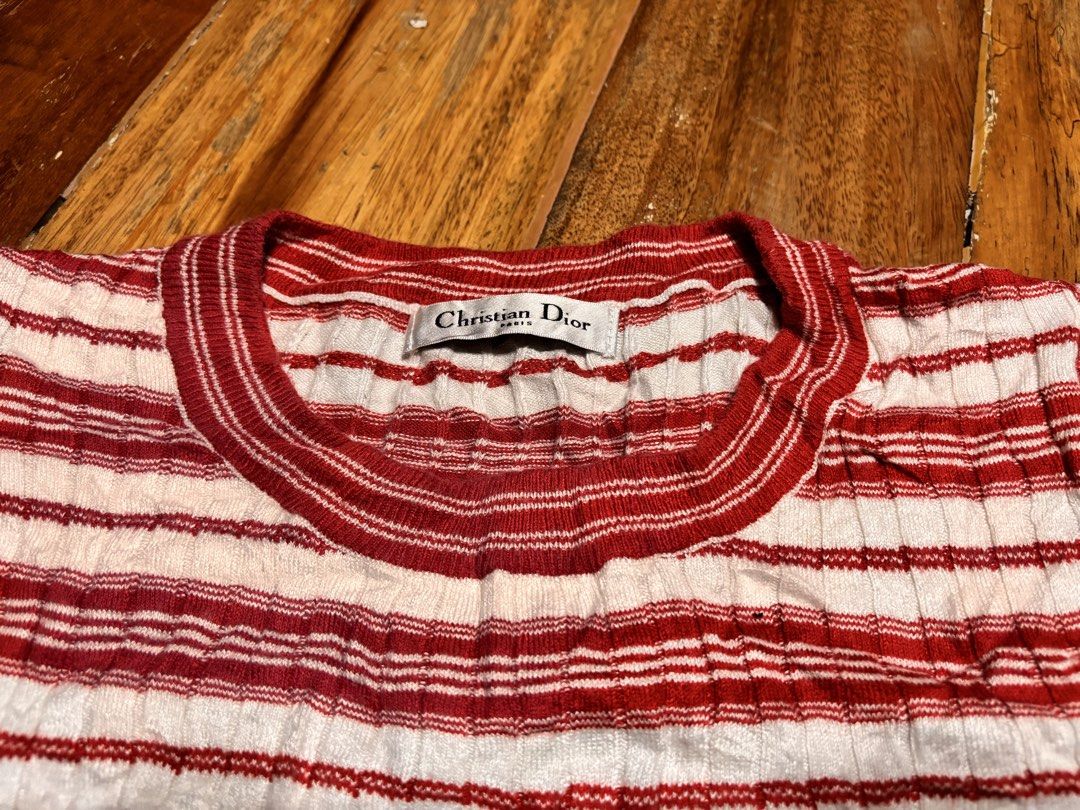 Dior stripe knitted blouse (Category: Blouses) located in Cagayan de Oro. Submitted by kirkwax_4 (Listing ID 1465633819, Image 3). Description: Dior stripe knitted blouse Small/medium frame (16.5x20) stretchy Xcellent condition No issue 680.