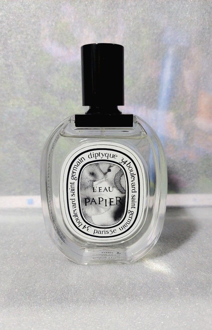 Diptyque L'Eau Papier Eau de Toilette 100ml (AUTHENTIC/ORIGINAL) (Category: Fragrance & Deodorants) located in Paranaque City. Submitted by justcody (Listing ID 1465747210, Image 1). Description: - Item: Diptyque L'Eau Papier Eau de Toilette - Size: 100ml (Nearly full, sprayed only a few times) - Condition: Flawless glass bottle, zero scratches or chips, black cap intact - Authenticity: Signature illustrated label and batch code clearly visible o