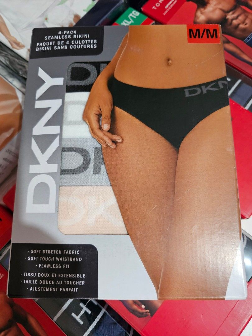 DKNY 4-Pack Seamless Bikini - Medium (Category: Undergarments & Loungewear) located in Quezon City. Submitted by senyoramaria2 (Listing ID 1465649640, Image 1). Description: DKNY Seamless Bikini Soft Stretch Fabric Medium ( 30 - 32 inches) 4 Pack Black, White, Gray, Beige #USpasabuy.