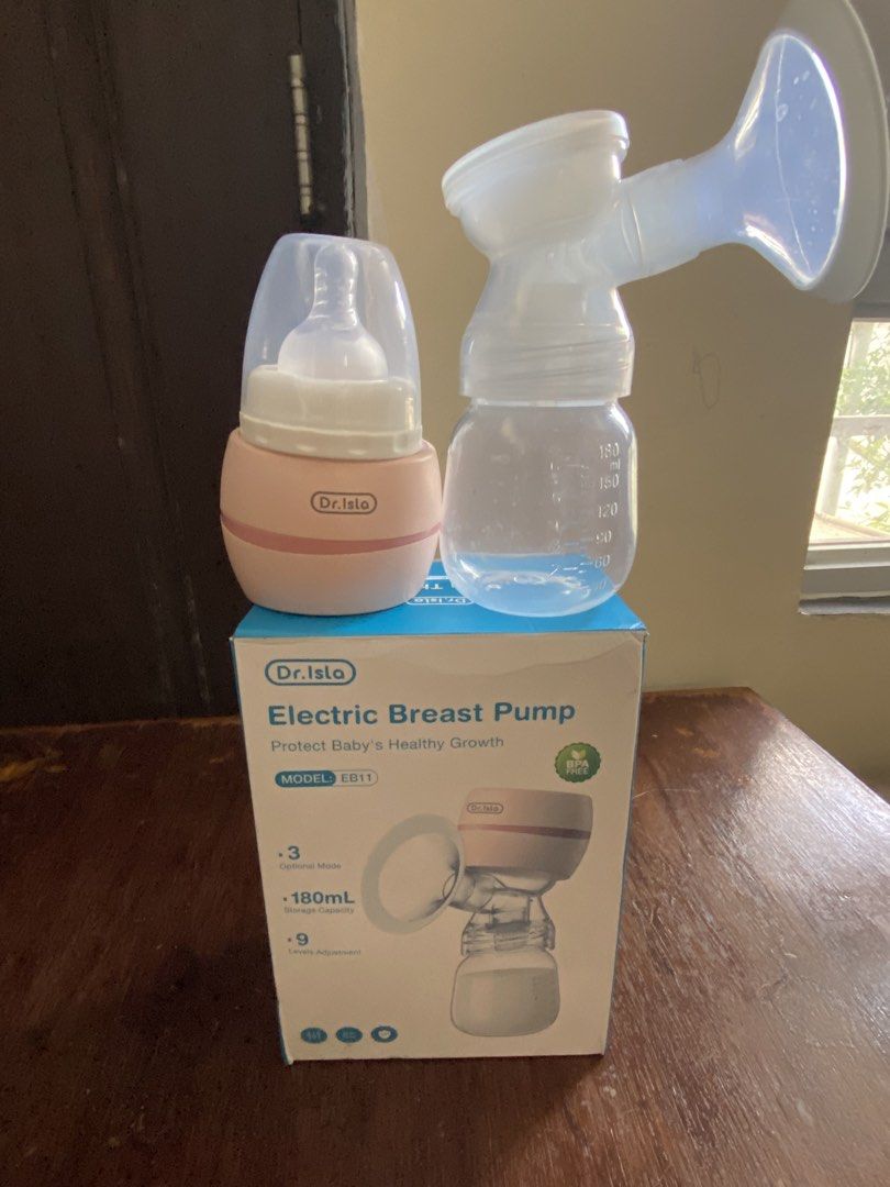 Dr. Isla Electric Breast Pump Model EB11 (Category: Breastfeeding & Bottle Feeding) located in Manila. Submitted by king_1989 (Listing ID 1465591275, Image 3). Description: - Brand/Model: Dr. Isla Electric Breast Pump (EB11) - Condition: Complete with original box - Features: 3 optional modes and 9 adjustable levels for comfort - Capacity: 180ml storage capacity - Safety: 100% BPA-free materials - Inclusions: Main pump unit, collection bottle, an