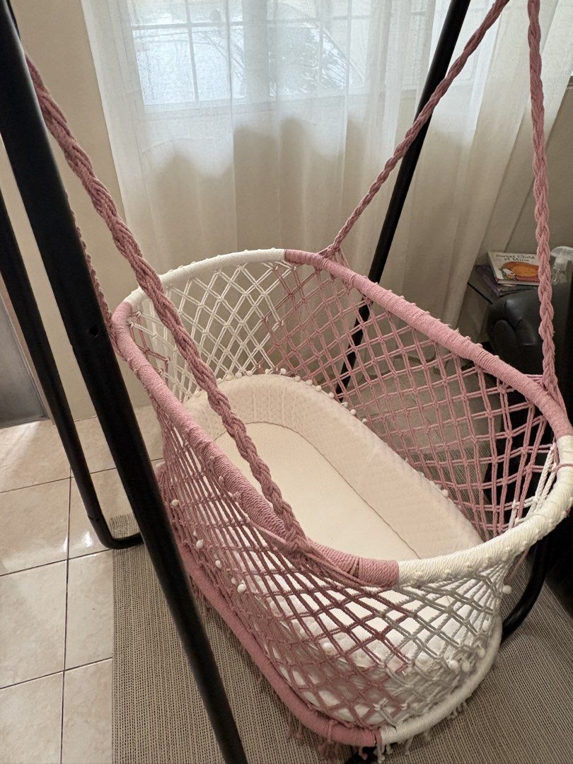 Duyan with stand and bassinet (Category: Children's Beds) located in Manila. Submitted by babyjemmi (Listing ID 1465677740, Image 2). Description: LIKE NEW Duyan with stand and bassinet Rarely used No issue Comes with adult swing 📍vergonville subd las piñas .