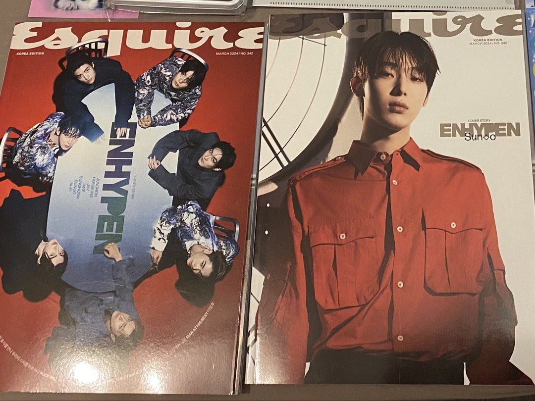 ENHYPEN Esquire Magazine (GROUP & SUNOO VERSION) (Category: K-Wave Merchandise) located in Quezon City. Submitted by qualyteaa (Listing ID 1465684084, Image 1). Description: - ENHYPEN March 2024 Esquire Magazine (complete with both cover versions) -sold as a SET .