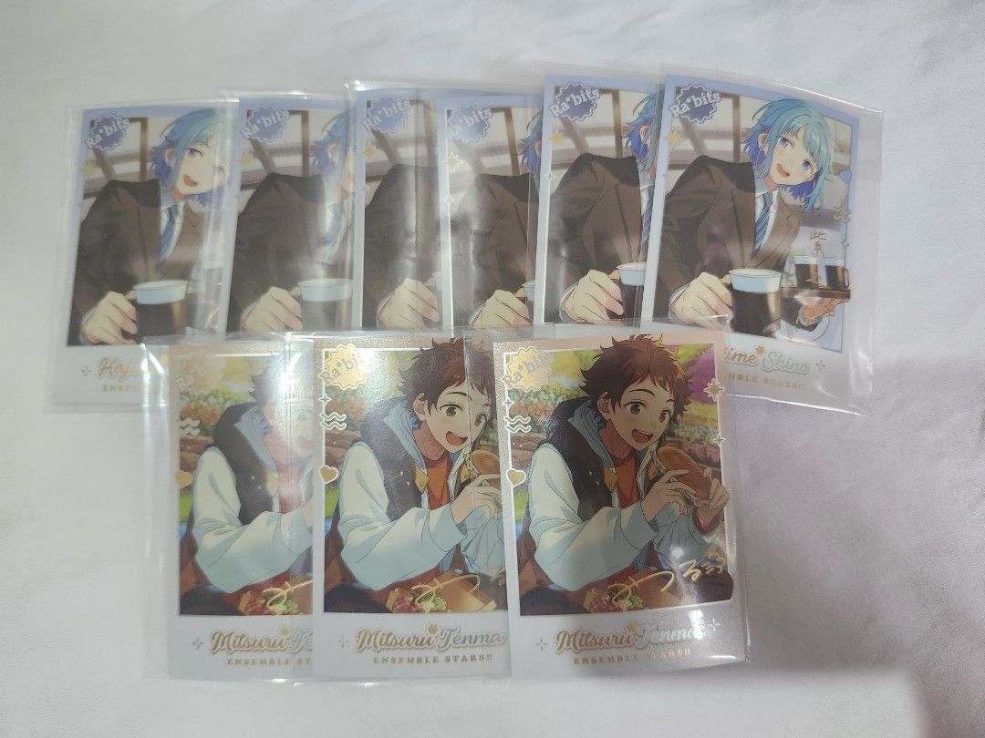 ensemble stars ra*bits rare (Category: Raw Singles) located in Manila. Submitted by avemuji (Listing ID 1465644621, Image 2). Description: tomoya only/set → ₱180 nazuna only/set → ₱200 hajime only/set → ₱150 mitsuru only/set → ₱100 RA*BITS take all/set → ₱600 (price negotiable if PAYO) MOP: gcash/maya MOD: lbc/lalamove.
