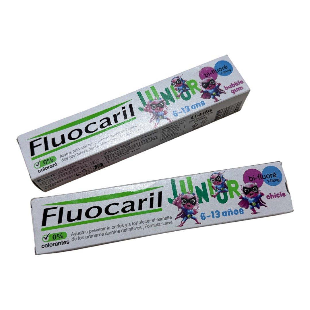 Fluocaril Junior Toothpaste (Category: Baby Toiletries & Grooming) located in Lipa City. Submitted by lifestyled (Listing ID 1465711719, Image 1). Description: Brand new in box Formulated for children aged 6–12/13 years old, featuring bubble gum flavor Bought from Paris Expiry 12mos from opening Sold as set 💯Authentic.