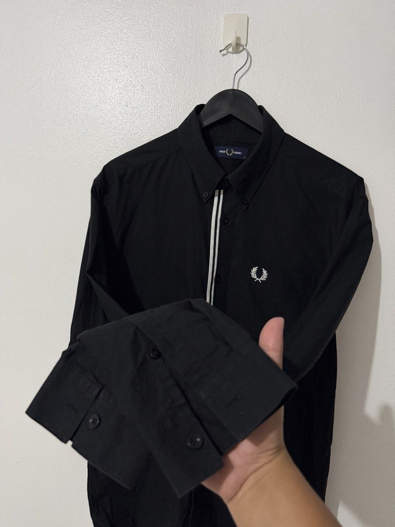 Fred Perry - Button Down Long Sleeve Polo - Black (Category: Formal Shirts) located in Caloocan City. Submitted by thriftingbanana (Listing ID 1465690889, Image 2). Description: Excellent No issue Medium Width 20 inches Length 29 inches .