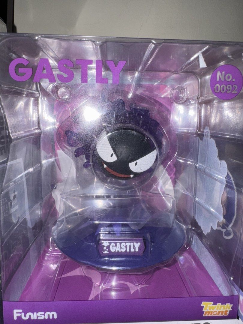 Funism Pokemon Gastly (Category: Figurines & Statues) located in Manila. Submitted by quintessesommerset (Listing ID 1465666918, Image 1). Description: - Official Funism Pokemon Gastly figure (#0092) - Brand new and unopened box with vibrant purple theme graphics - Features transparent blister packaging with a custom purple base and nameplate - Must-have collectible for Pokemon fans and figure enthusiasts - Meetup or shipping options available in