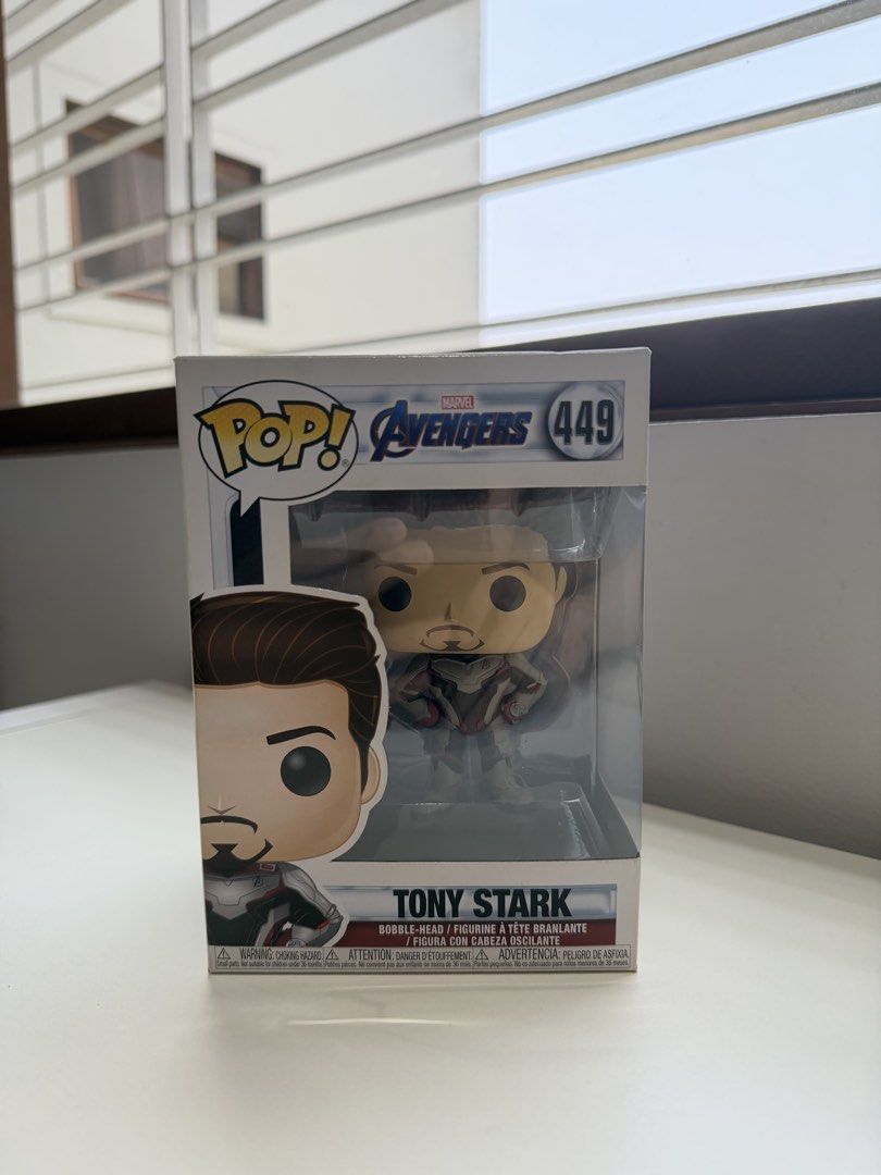 Funko Pop Marvel Avengers Tony Stark 449 (Category: Designer & Blind Box Toys) located in Makati City. Submitted by ajbt13 (Listing ID 1465608085, Image 2). Description: - Funko Pop! Avengers Tony Stark (#449) - Detailed bobble-head sculpt in official team suit - Features iconic brown hair and goatee - Includes original box with clear display window - 100% authentic and well-kept collector's item.