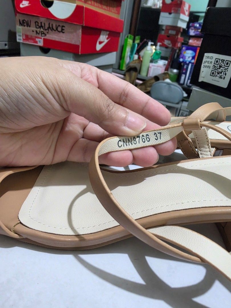 Gibi Beige Strappy Heels Size 37 (Category: Heels) located in Pasig City. Submitted by cheribomb85 (Listing ID 1465754947, Image 3). Description: - Brand: Gibi - Size: 37 (marked on inner strap) - Color: Versatile beige / neutral - Design: Strappy upper with square toe and cream insole - Closure: Ankle strap with secure buckle - Heel: Stable block heel for easy walking - Condition: Clean and ready to wear.