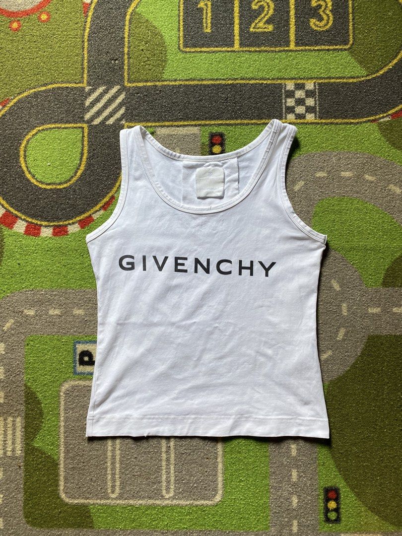 Givenchy Logo Print Tank Top (Category: Sleeveless) located in Quezon City. Submitted by notorious_dept (Listing ID 1465595069, Image 1). Description: Sz Medium - width 15.5 - length 21 Good Condition Issue Scratch/hole.