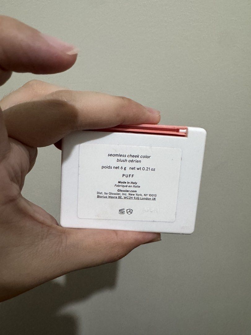 Glossier Cloud Paint Plush Blush Puff (Category: Makeup) located in Pasig City. Submitted by heijeul (Listing ID 1465684799, Image 2). Description: - Brand: Glossier - Product: Cloud Paint Plush Blush - Shade: Puff (light pink) - Size: 6g / Made in Italy - Condition: Significant pan showing in the center from use, but plenty of product still remains around the edges (around 50-60% remaining) - Great for those who want to try - Brand new is sold a