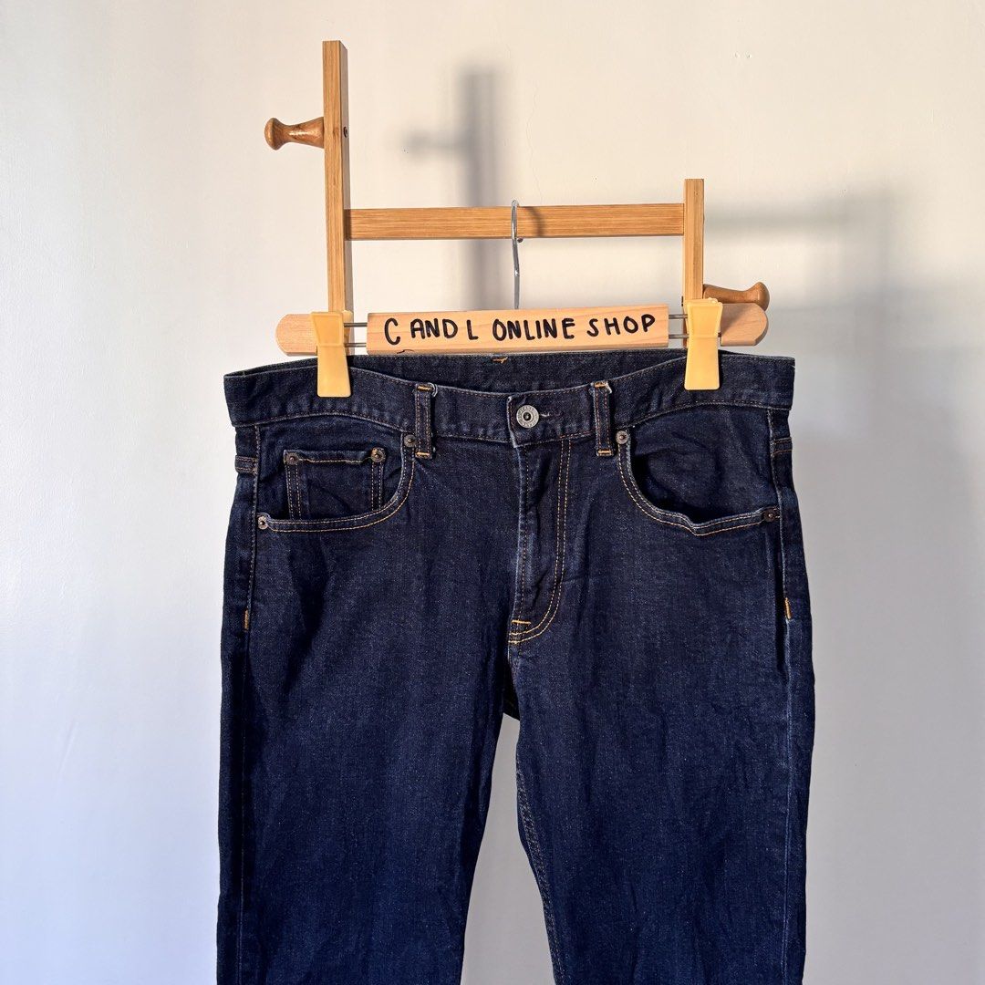 GU by UNIQL0 raw hem slim jeans (Category: Jeans) located in Guiguinto. Submitted by candlonlineshop (Listing ID 1465735100, Image 2). Description: ✨FIRST TO PAY BASIS✨ GU by UNIQL0 raw hem slim jeans for men Size on tag: large Condition: 9/10 Waist: 32” Length: 34.5” Flaw/s: may slight fade sa zipper part ₱200 + sf 📍Bulacan 🚚Sh0pee check out (SPX) | J&T express •Items may have minor unnoticed flaws — please manage your expectations as you are 