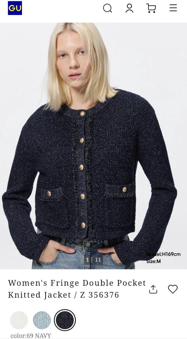 GU Fringe Double Pocket Knitted Jacket (Category: Coats, Jackets and Outerwear) located in Basista. Submitted by purpleens_shop (Listing ID 1465631736, Image 1). Description: .