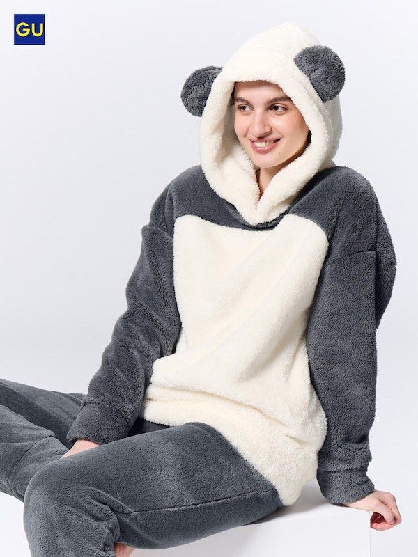 GU Panda Fluffy Hooded Sweatshirt (Category: Coats, Jackets and Outerwear) located in Cabanatuan. Submitted by topandbottomph (Listing ID 1465757507, Image 1). Description: - Brand: GU - Style: Grey and white panda hoodie with adorable hood ears - Material: 100% super soft polyester fleece d perfect for lounging on chilly days ✨ Good condition 📏 Size: Medium 💰 ₱299 ONLY! 💳 MOP: GCash / MariBank / BDO 📦 MOD: J&T 📌 Cabanatuan City, Nueva Ecija